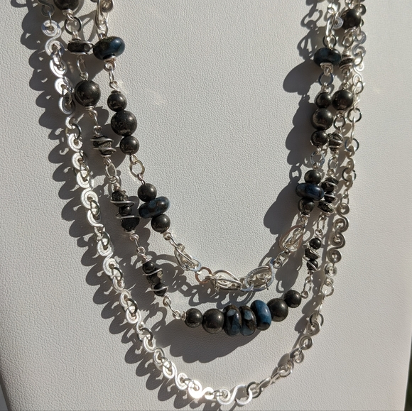 ✨sold✨ Pyrite Abundance Crystals Silver Necklace Artisan Impression Jasper - Picture 5 of 15